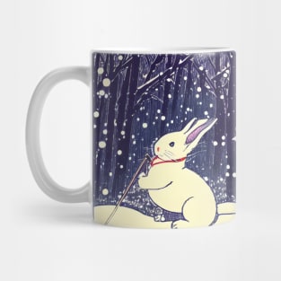 Christmas Snow Rabbit Beautiful Bunny of Mini Rex Mug